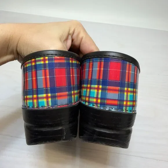 Dansko Colorful Professional Plaid Patent Classic Clogs Size 38 7.5 - 8 - Picture 6 of 12